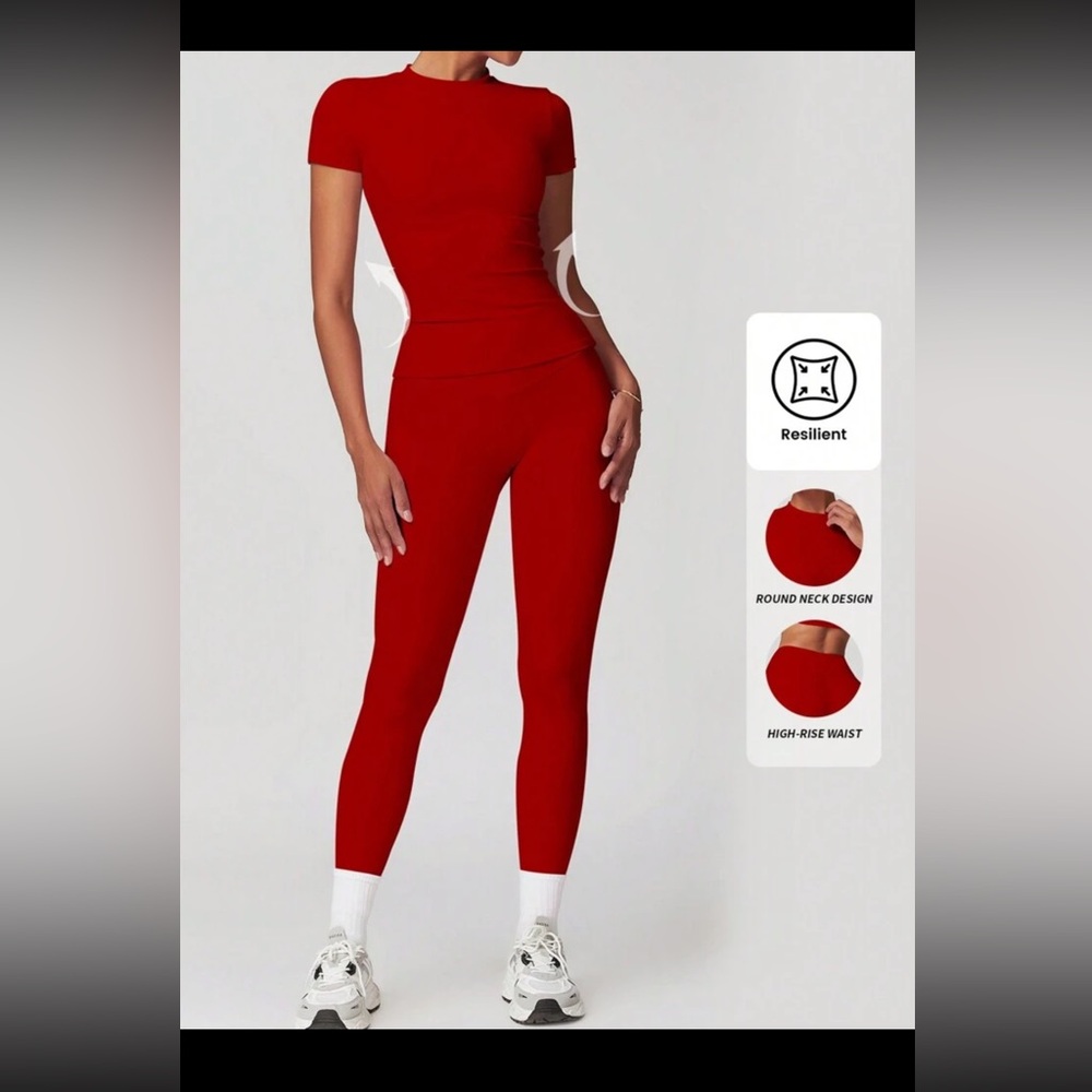 Red Sleek Leggings with Tapered Design